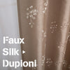 Faux Silk Floral Embroidered Grommet Top Curtains for Living Room  2 Pieces