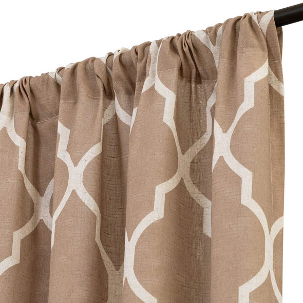 Moroccan Tile Print Curtains for Bedroom Curtain Flax Linen Blend 1 Panel