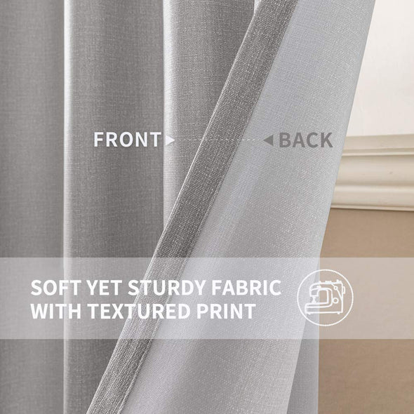 Microfiber Linen Textured Curtains for Living Room Window Drapes for Bedroom Panels Bronze Grommet 2 Panels