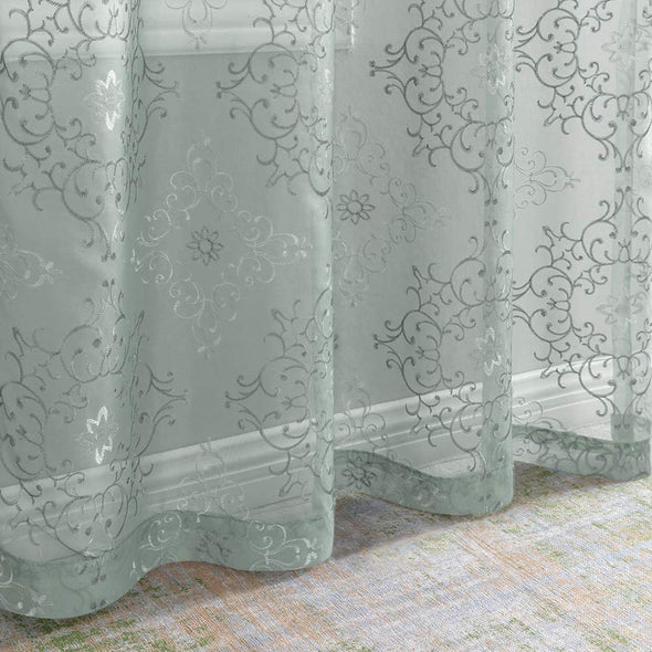 Luxuriant Embroidered Sheer Curtains 63 84 95 Inches Long for Living Room Bedroom Grommet Top