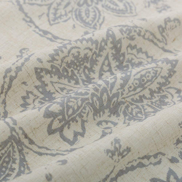 French Door Panel Curtains Paisley Scroll Printed Linen Textured French Door Curtains 40 inches Long French Door Panels Tieback Included 1 Panel