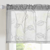 Sheer Valance with Leaf Embroidered Design Rod Pocket Bedroom Living Room Window Valances Curtain 1 Panel