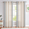 Linen Curtains Bordered Boho Curtains Embroidered Drapes Light Filtering Privacy Window Treatment Set for Living Room Bedroom Grommet Top 2 Panels