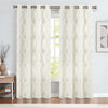 Linen Textured Curtains for Living Room Embroidered Design Window Curtains Light Filtering Flax Linen Look Window Treatment Set for Bedroom Grommet Top 2 Panels
