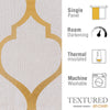 Linen Textured Curtains Moroccan Tile Foil Printed Curtain Panels Room Darkening Bedroom Living Room Thermal Insulated Window Treatment 2 Panel