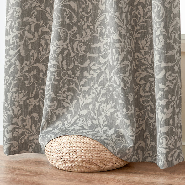 jinchan Farmhouse 80% Blackout Curtains for Bedroom Thermal Curtains Room Darkening Scroll Floral Patterned Thermal Insulated Curtains Living Room Vintage Country Curtain 63 inch Long 2 Panels Taupe
