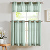 Striped Voile Kitchen Curtains Semi Sheer Tier Curtains Grommet Small Window Curtains for Bathroom 2 Panels
