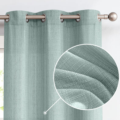 Curtains for Living Room Linen Textured Casual Weave Curtain Bedroom Window Panels Grommet Light Filtering Drapes 2 Panels Heathered Beige 63 Inch Long