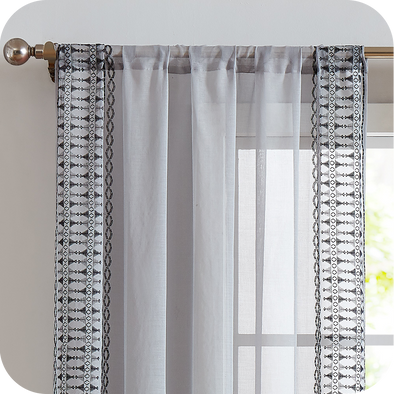 Sheer Curtains for Living Room Embroidered Window Curtains Sheer Curtain for Bedroom 2 Panels