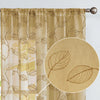 Leaf Embroidered Sheer Curtains for Living Room Rod Pocket 2 Panels