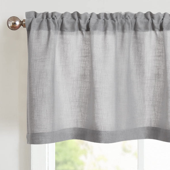 JINCHAN Linen Kitchen Valance for Living Room Rod Pocket Small Window Curtains Flax Rustic Window Treatments 1 Panel